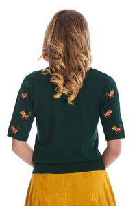 Banned Retro Halbarm Pullover Scandi Fox Grün