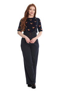Banned Retro Halbarm Pullover Scandi Fox Navy