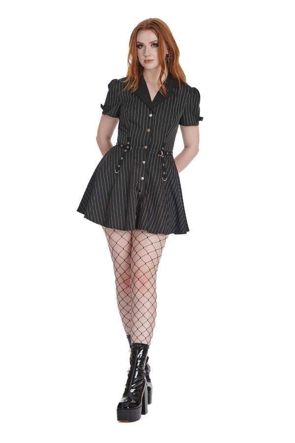 Banned Alternative Kleid Black Core Button Up