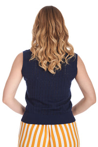 Banned Retro Stricktop Anchor Ahoy Navy Blau