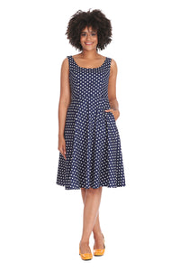 Banned Retro Swingkleid Dot Days Navy Blau