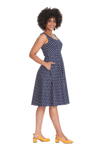 Banned Retro Swingkleid Dot Days Navy Blau