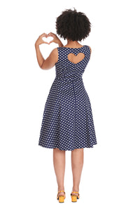 Banned Retro Swingkleid Dot Days Navy Blau
