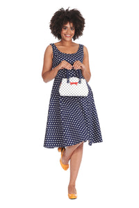 Banned Retro Swingkleid Dot Days Navy Blau