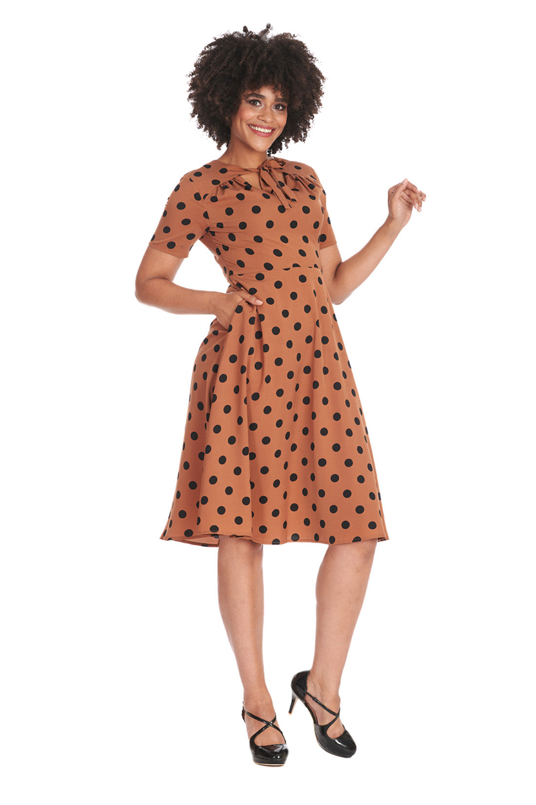 Banned Retro Swingkleid Spot Set Sail Braun