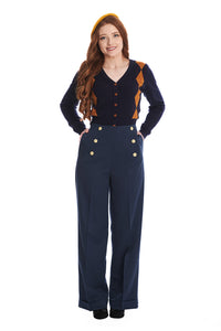 Banned Retro Marlenehose Adventures Ahead Navy Blau