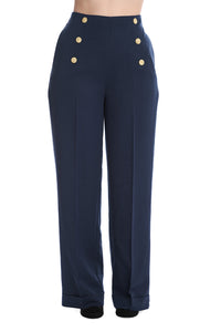 Banned Retro Marlenehose Adventures Ahead Navy Blau