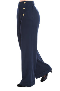 Banned Retro Marlenehose Adventures Ahead Navy Blau