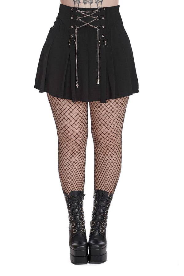 Banned Alternative Mini Faltenrock Isadora Schwarz