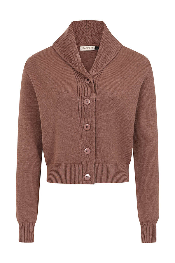 Banned Retro Strickjacke Violet Cardigan Braun