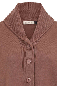 Banned Retro Strickjacke Violet Cardigan Braun
