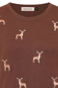 Banned Retro Halbarm Pullover Ruby Sweet Deer Braun