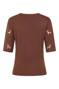 Banned Retro Halbarm Pullover Ruby Sweet Deer Braun