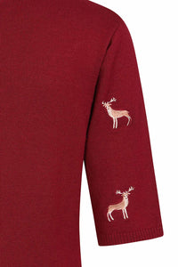 Banned Retro Halbarm Pullover Ruby Sweet Deer Burgunder