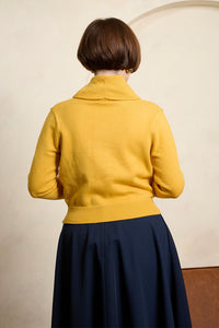 Banned Retro Strickjacke Violet Cardigan Senfgelb