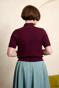 Banned Retro Halbarm Pullover Jane Sweet Scallop Aubergine