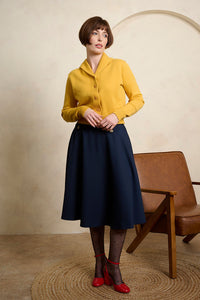 Banned Retro Strickjacke Violet Cardigan Senfgelb