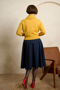 Banned Retro Strickjacke Violet Cardigan Senfgelb