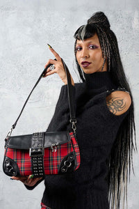Banned Alternative Schultertasche Disorder Tartan Rot