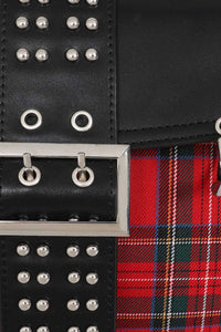 Banned Alternative Schultertasche Disorder Tartan Rot