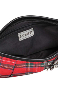 Banned Alternative Schultertasche Disorder Tartan Rot
