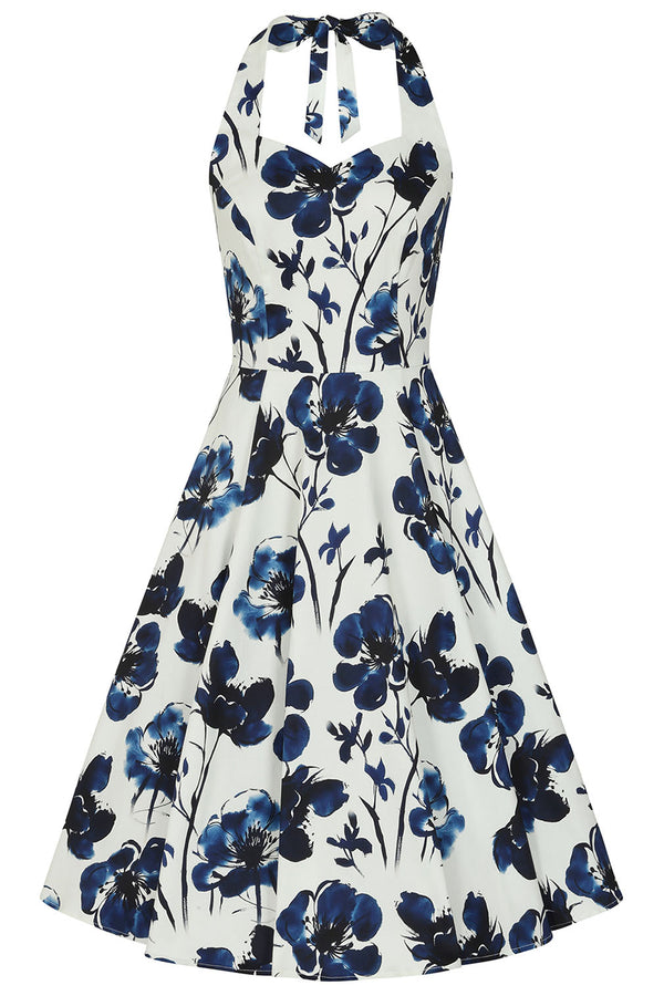 Hearts & Roses London Neckholder Kleid Indigo Romance