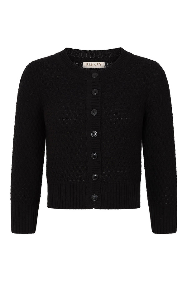 Banned Retro Strickjacke Fara Cardigan Schwarz