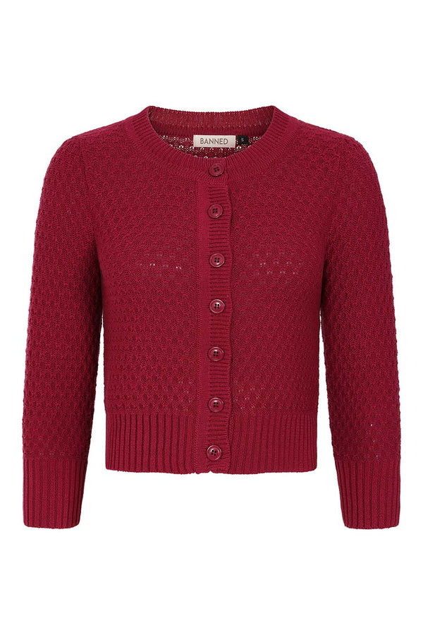 Banned Retro Strickjacke Fara Cardigan Burgunder