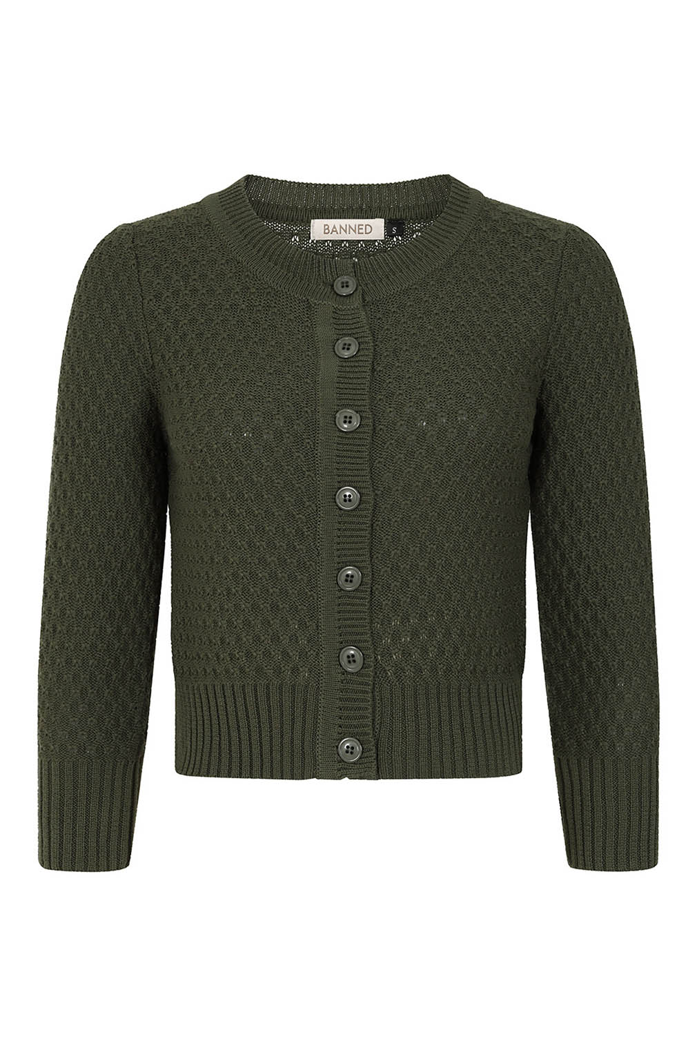 Banned Retro Strickjacke Fara Cardigan Oliv