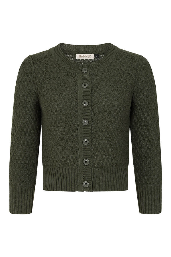 Banned Retro Strickjacke Fara Cardigan Oliv