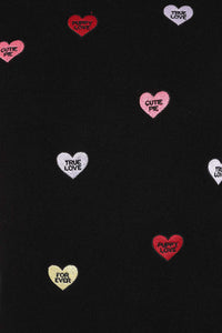 Banned Retro Halbarm Pullover Ruby Love Hearts Schwarz