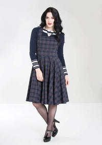 Hell Bunny Pinafore Kleid Peebles Blau