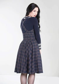 Hell Bunny Pinafore Kleid Peebles Blau
