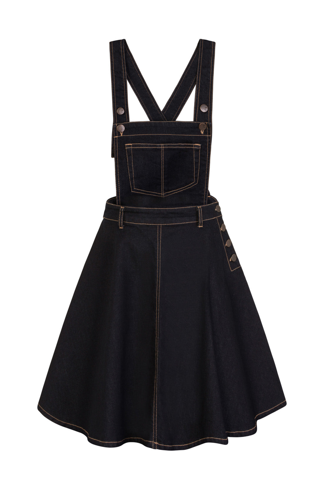Hell Bunny Pinafore Kleid Dakota Blau