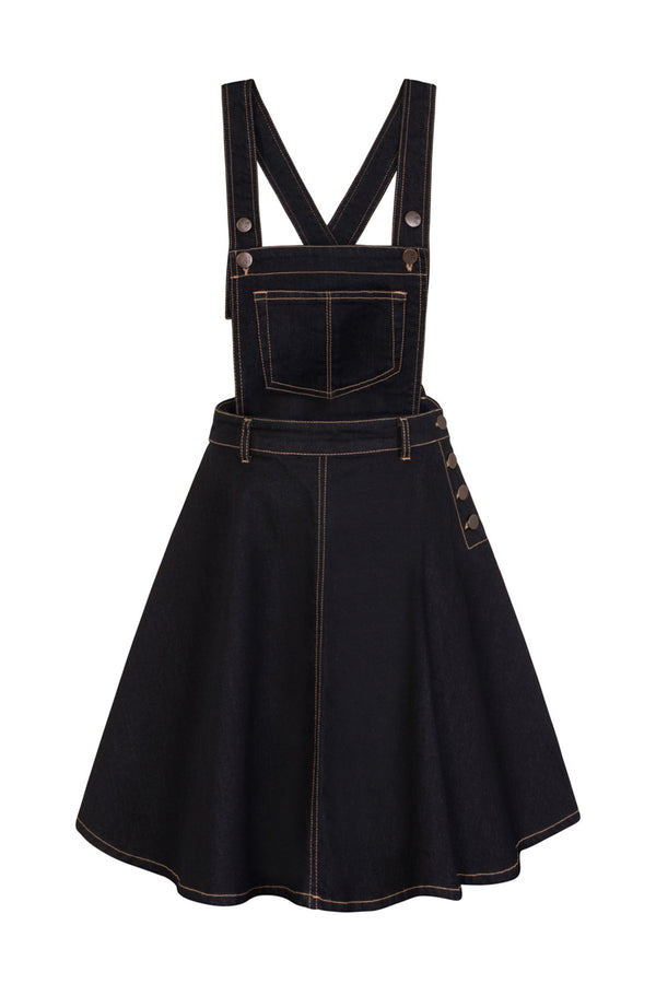 Hell Bunny Pinafore Kleid Dakota Blau