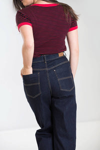 Hell Bunny Jeans Hose Weston Denim Navy Blau