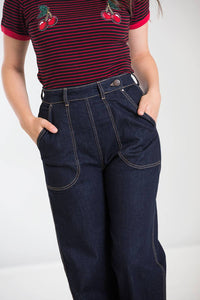 Hell Bunny Jeans Hose Weston Denim Navy Blau
