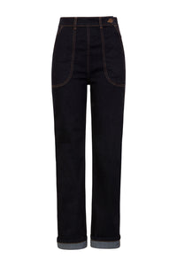 Hell Bunny Jeans Hose Weston Denim Navy Blau