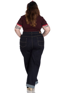 Hell Bunny Jeans Hose Weston Denim Navy Blau