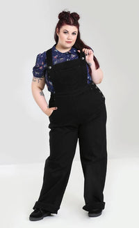 Hell Bunny Latzhose Elly May Denim Dungaree Schwarz