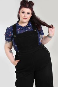 Hell Bunny Latzhose Elly May Denim Dungaree Schwarz