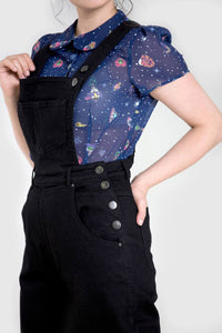 Hell Bunny Latzhose Elly May Denim Dungaree Schwarz