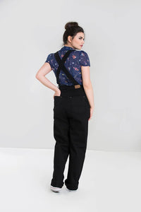Hell Bunny Latzhose Elly May Denim Dungaree Schwarz