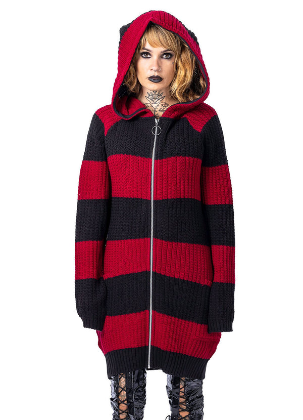 Poizen Industries Strickjacke Esther Cardigan Schwarz-Rot