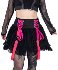 Poizen Industries Minirock Chaotic Schwarz Pink