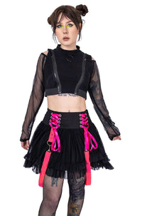 Poizen Industries Minirock Chaotic Schwarz Pink