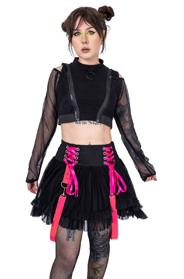 Poizen Industries Minirock Chaotic Schwarz Pink