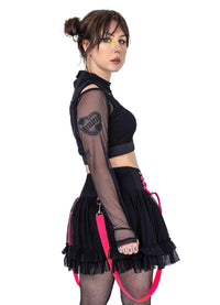 Poizen Industries Minirock Chaotic Schwarz Pink