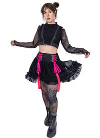 Poizen Industries Minirock Chaotic Schwarz Pink