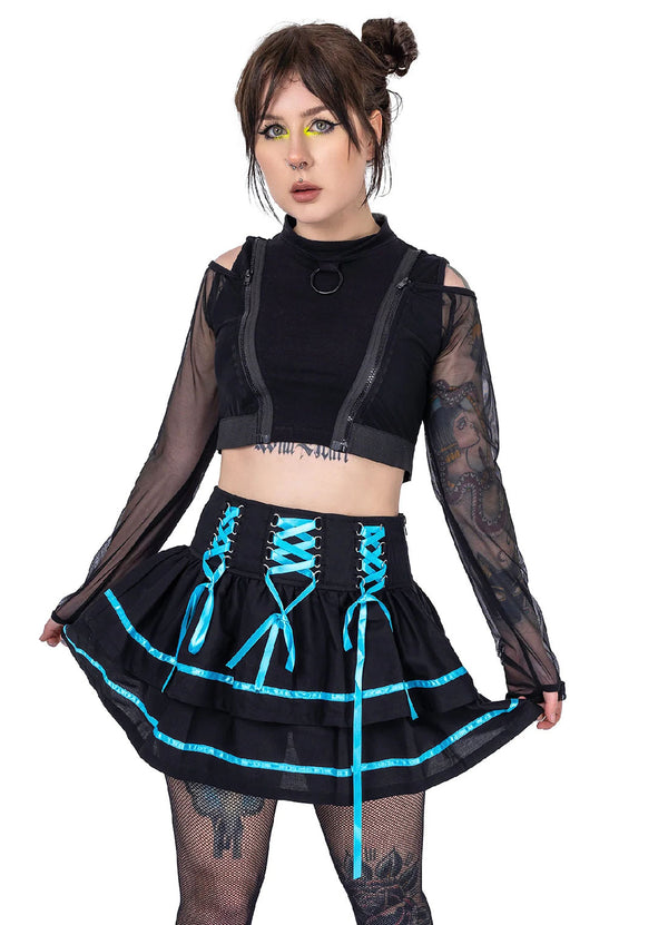 Poizen Industries Minirock Cyber Skirt Schwarz Blau